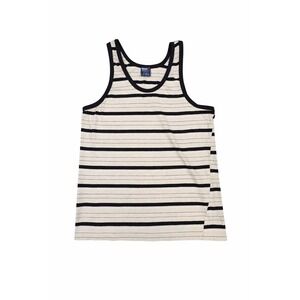 Vintage Trax Activewear Mens Large Striped Tank Top Tan Black Cotton Hong Kong